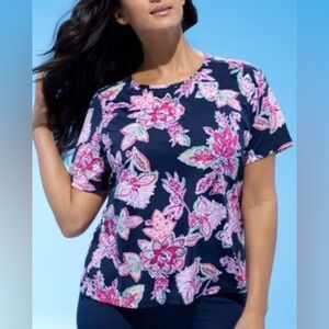 Swim 365 Floral Tropical Lycra Spandex Swim Tee Women's‎ Plus 26/28